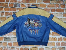 *DAKOTA USA VINTAGE LEDERJACKE*BASEBALL LEAGUE*BLAU GELB*VARSITY*GR: XL*TIP TOP