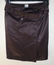 Kafe Stigur Knielanger eleganter Rock Damen Knöpfe mit Taschen Braun Gr. 38