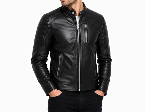 Herren schwarze lederjacke - schwarze,