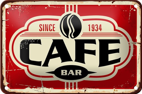 Blechschild retro 18x12cm cafe - 18x12cm,