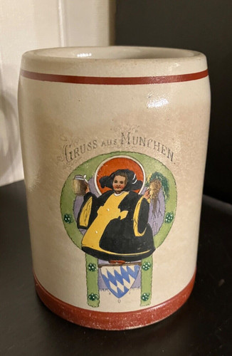 Alt bierkrug steinzeug bunt - steinzeug,