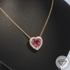 Wert 1990 € Diamant Turmalin Collier Herz 585 14 Karat Rose Gold xxyy