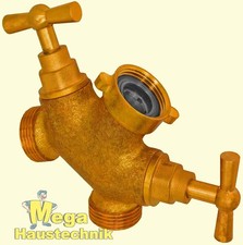 Zweiwege-Ventil 2x AG 1x IG aus Messing mit Knebelgriffen 2-Wegehahn Y-Stück