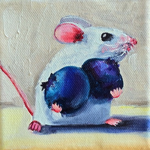 Maus blaubeeren ölbild - &,