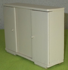 Kleider Schrank 3-türig Creme-Weiß Holz f. Schlafzimmer der Puppenstube Handmade