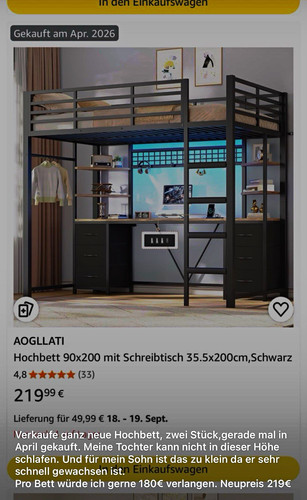 Aogllati hochbett 90x200 - hochbett,