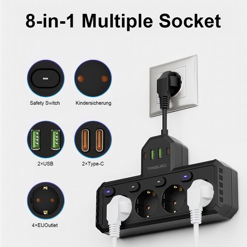 4fach steckdosenleiste einzeln - 4fach,