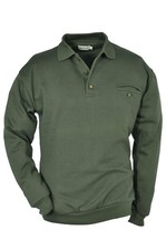 HUBERTUS Sweatshirt mit Polokragen oliv Hunting Herren Pullover Sweater