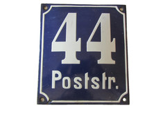 SINGEN HOHENTWIEL EMAILSCHILD BLAU POST STRASSE 44