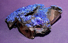 Azurit auf Rauchquarz