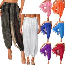 Damen Chiffon Bauchtanz Hosen Pumphose Haremshose Arabisch Hose Bauchtanz Kostüm