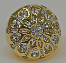 Phantastischer Blautopas Diamant Ring Brillantschmuck 18 Karat Neu Nr.549♦️