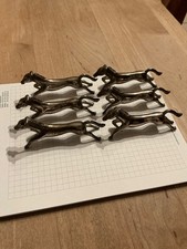 6 X alte Messerbank Pferd Messerbänkchen Fohlen kompletter Satz