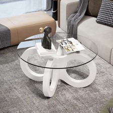 Couchtisch Glas Holz Rund
