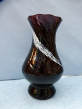 25409. Schöne Glas Vase   schwarz weiss    16 cm