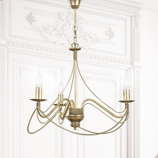 Kronleuchter in Gold antik 3-flammig Rustikal MARIA Wohnzimmer Lampe Hängend