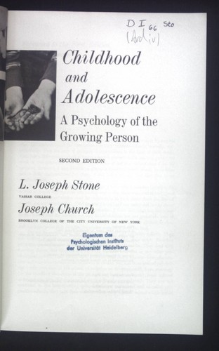 Childhood and adolescence a - and, adolescence.