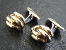 Manschettenknöpfe Silber 835 vergoldet Knoten Form von ca. 1940
