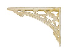 2 Regalwinkel Regalstützen Wandwinkel Antik Stil Gusseisen weiß T: 18cm -11508-