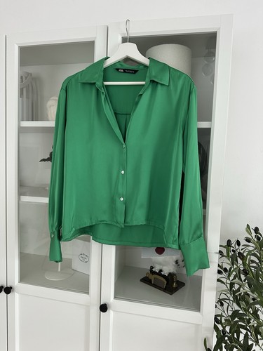 Zara seide bluse grün - zara,