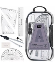 Geometrie-Set in einer Box, Etui, 7-teilig, Zirkel, Stift, Lineal