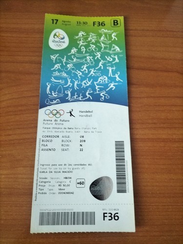 Used ticket olympic 08 - olympic, 17.08