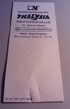 Kleiner Rechnungsblock Thalysia Reformhaus Zschopau DDR