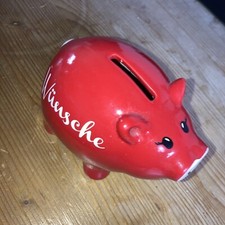 Sparschwein  Keramik  rot Wünsche 13 Cm