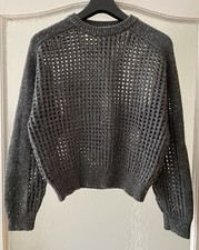LP 2.580€ Brunello Cucinelli  Kaschmir Wolle Pailletten Lurex Pullover M Grau