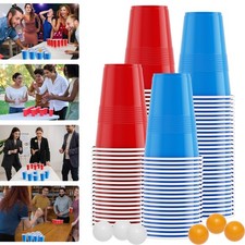 Bierpong Becher Set 100er, 50 Rot/Blau Trinkspiele Pong Becher Wiederverw