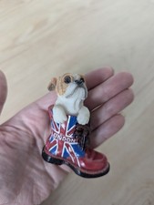 Englische Bulldogge Figur London England Hund Stiefel Vintage