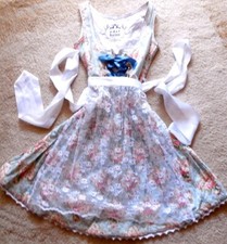 Festtags Hochzeits Balkonette Dirndl 2tlg. GR 34 weiß bunt