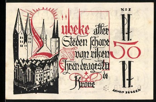 Notgeld lübeck 1921 50 pf - notgeld, lübeck,