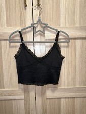 Schwarzes Crop Spaghetti Top