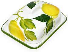 Lashuma italienische Keramik Butterdose Zitrone gelb, Butterglocke ca.18x14cm