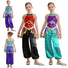 Kinder Mädchen Jasmin Prinzessin Overall Handgelenk Indische Bauchtanz Body Set