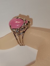 Ring 925 er Sterlingsilber rosa/pinke Jade Tropfen Gr. 56/17 Goldschmiedearbeit
