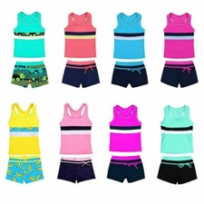 DE ranrann Mädchen Sport Tankini Set Badeanzug Tank Tops Badeshirt mit Shorts