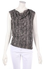 rosemunde COPENHAGEN Top Wasserfall-Ausschnitt XS taupe brown schwarz
