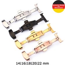 Butterfly Doppelfaltschließe für Uhrenarmband 14 16 18 20 22 Edelstahl Hochglanz