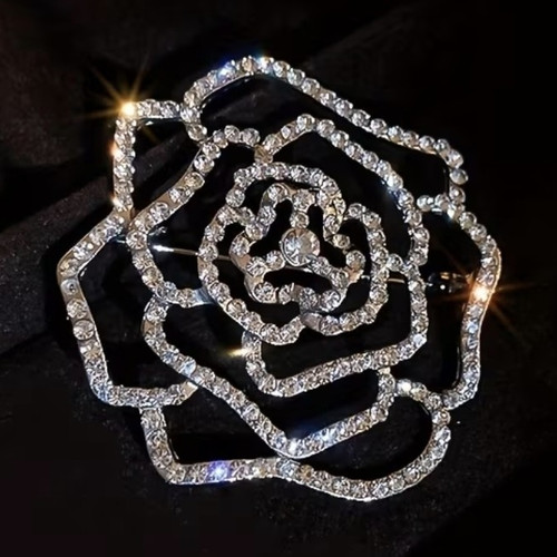 Brosche blume rose strass - blume,