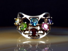 Ring Silber 925 bunt Zirkonia - extravagant auffällig & besonders 19,7 mm silver