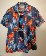 Tommy Hilfiger American Brand Herren Hemd Kurzarm Gr. L  Papageien Muster blau
