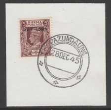 905973 - BURMA 1945 MILY ADMIN 1a auf Stück mit MADAME JOSEPH GESCHMIEDETEM STEMPEL