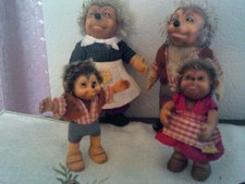 Steiff - alte Meckifamilie, Mecki, Micki und Kinder - 17 und 12 cm