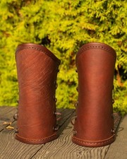 Mytholon Borg Armschienen Leder Braun Larp Mittelalter Reenactment #15312