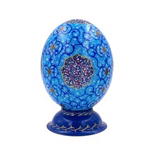 Original handbemaltes Straußenei mit Ständer – Kunstobjekt "Blue Magic" XXL Ei