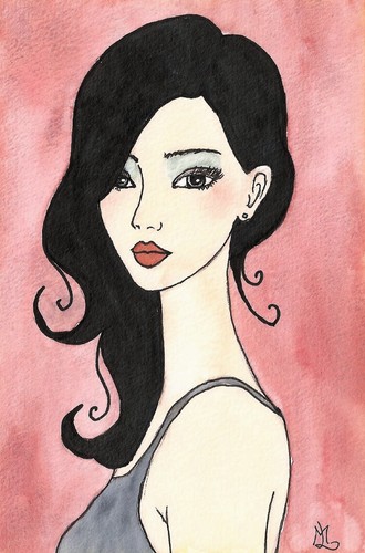 Portrait frau mädchen - frau, tusche
