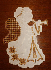 Schönes Fensterbild-Weihnachten-Hardanger Stickerei-Engel-Dekoration