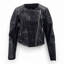 Schwarze kurze Bikerjacke aus